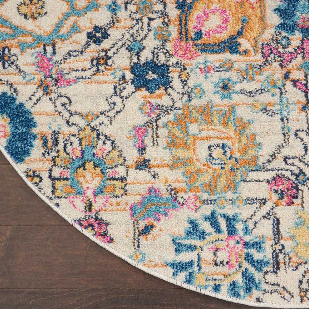 Nourison Passion 5' x Round Ivory/Multi Bohemian Indoor Area Rug