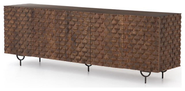 Rio Media Console-Round Cut Antique Brwn