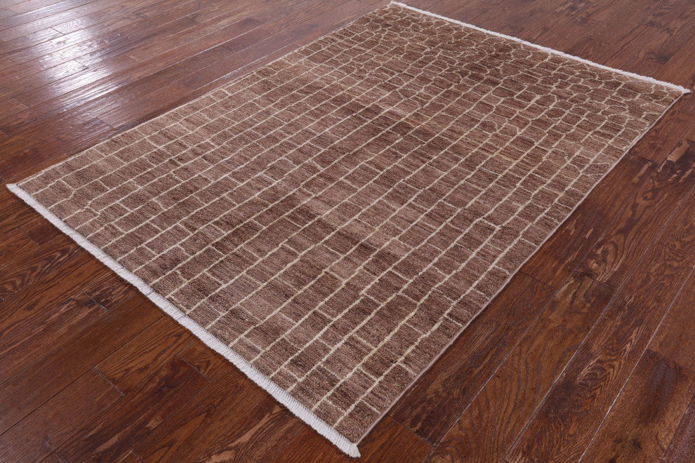 Moroccan Hand-Knotted Wool Rug 4' 10" X 6' 9" Q8837