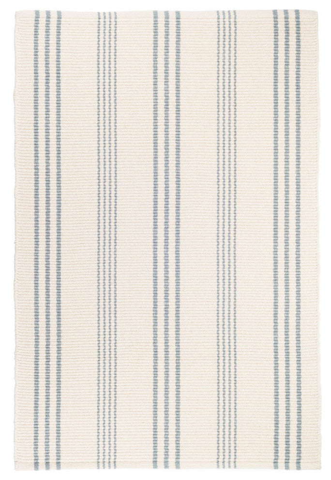 Dash & Albert Swedish Stripe Handwoven Cotton Rug, Blue, Runner-2'6" x 8'