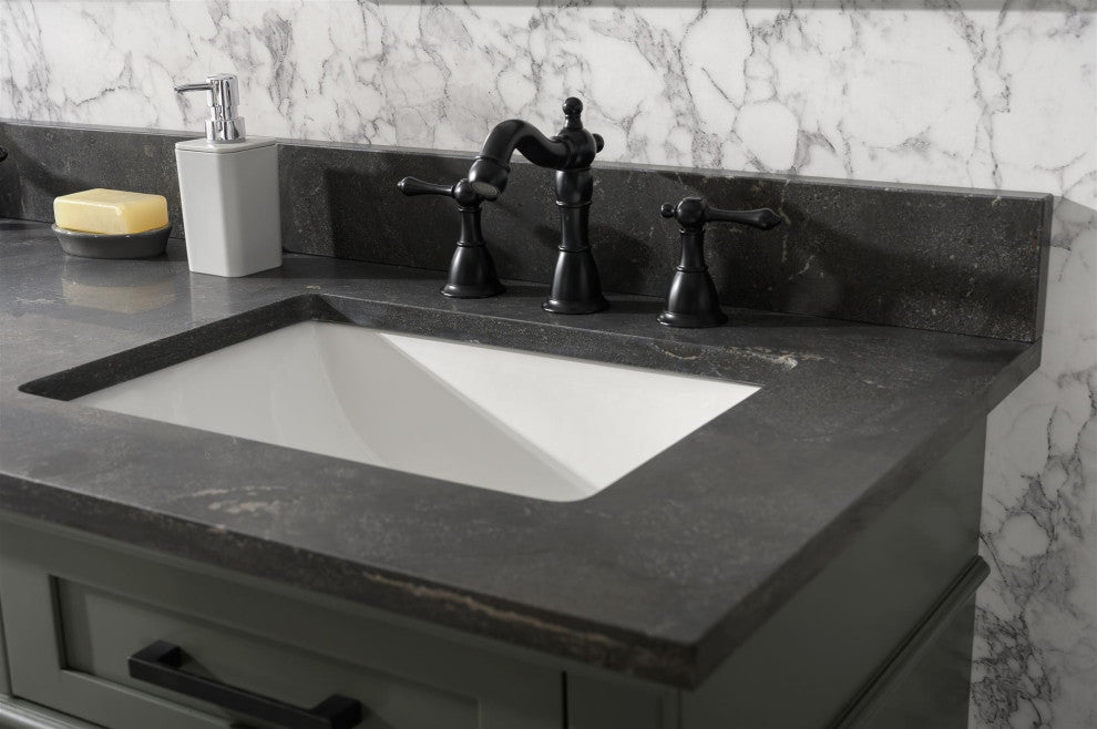 60" Double Sink Vanity Cabinet, Pewter Green