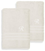 Denzi Bath Towels With Monogrammed Letter, Set of 2, R