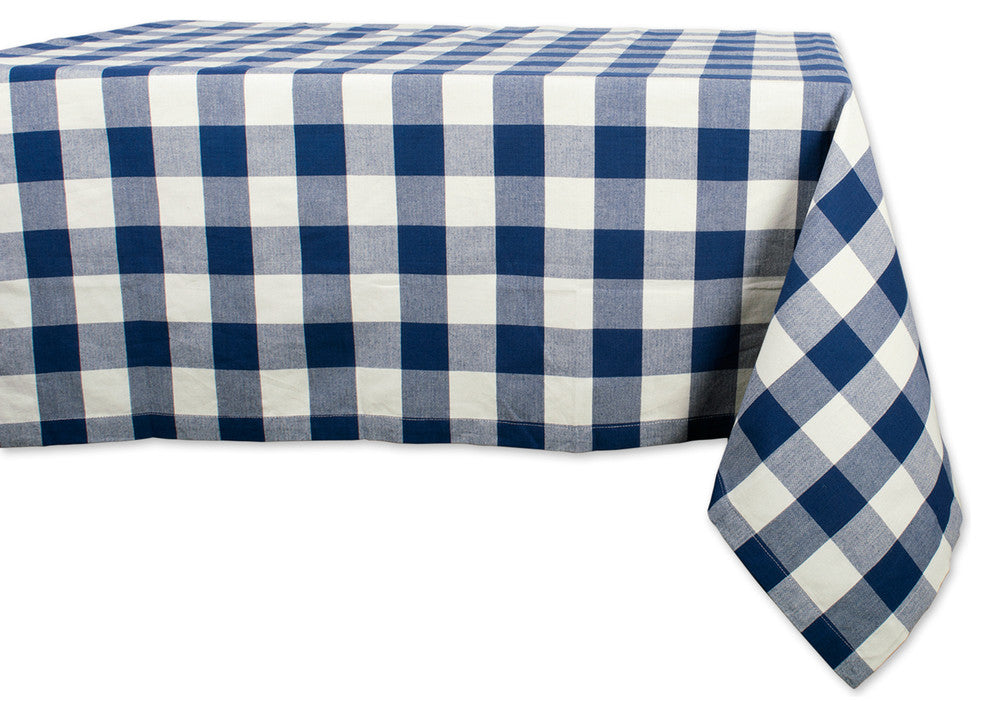 Navy Buffalo Check Tablecloth, 60"x104"