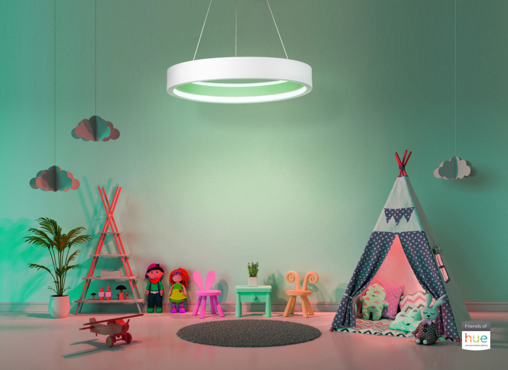 ET2 E35004 iCorona 29" LED Color Changing Pendant - Matte White