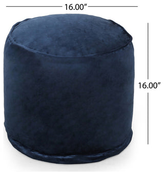 Bleckley Gwinnett Modern Velveteen Cylinder Pouf, Cobalt