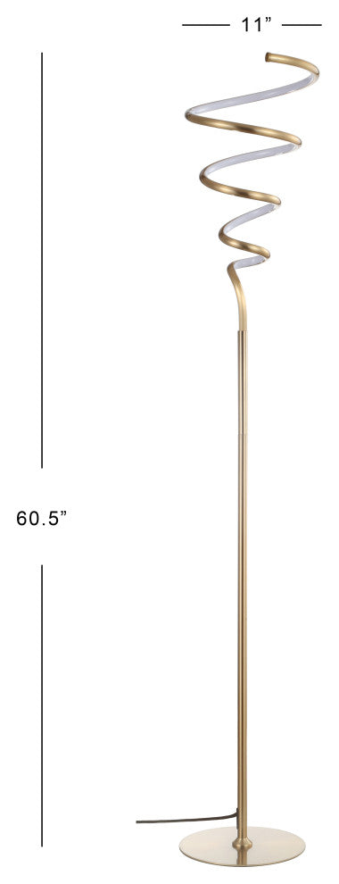 Scribble 60.5" Modern Metal Integrated LED Floor Lamp, Gold