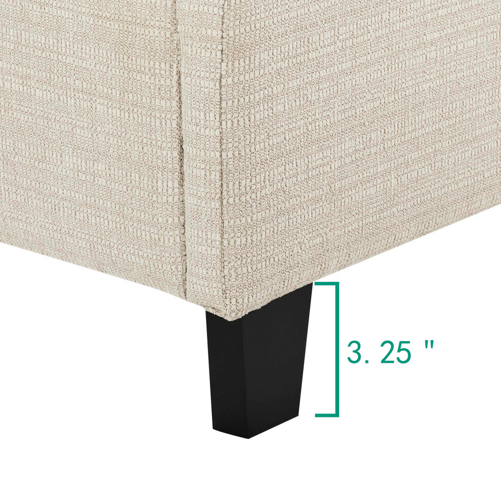 Legends Home Queen Size Beige Tufted Upholstered Platform Bed