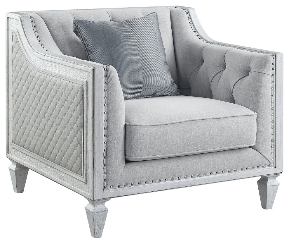 ACME Katia Chair in Gray Linen & White Finish