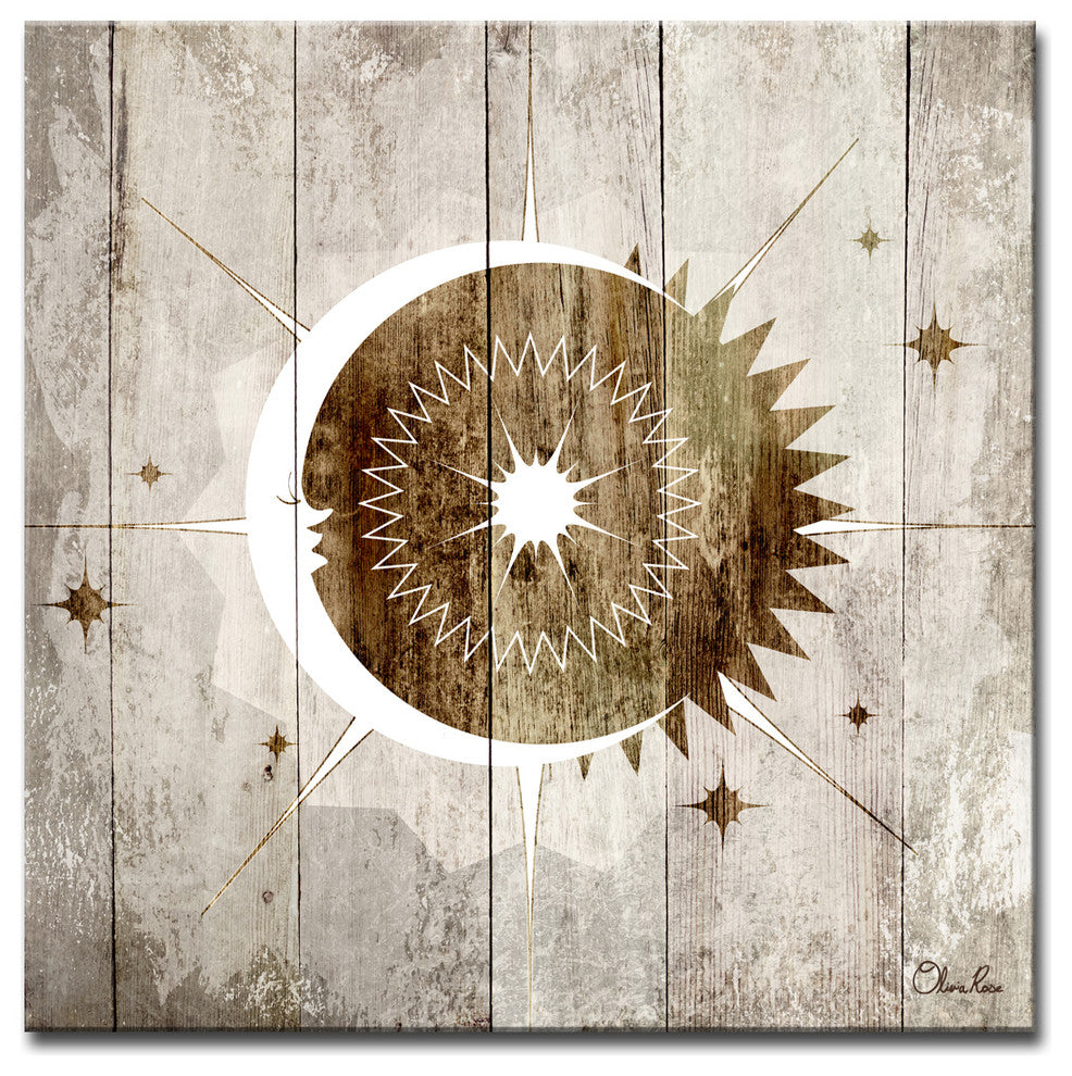 Ready2HangArt Inspirational 'Lunar Sun-Moon I' Wrapped Canvas Wall Art