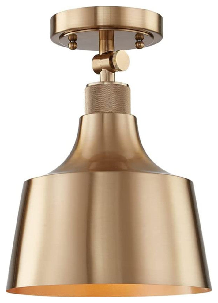 Ceiling Light Fixture, Satin Gold, 1 Light