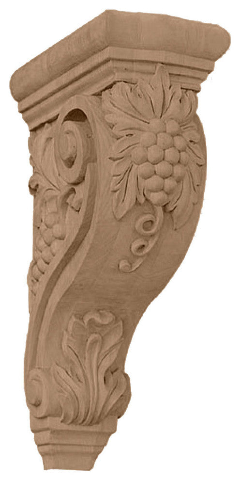 4 1/4"W x 8"D x 13 1/4"H Devon Grapes & Vines Corbel, Alder