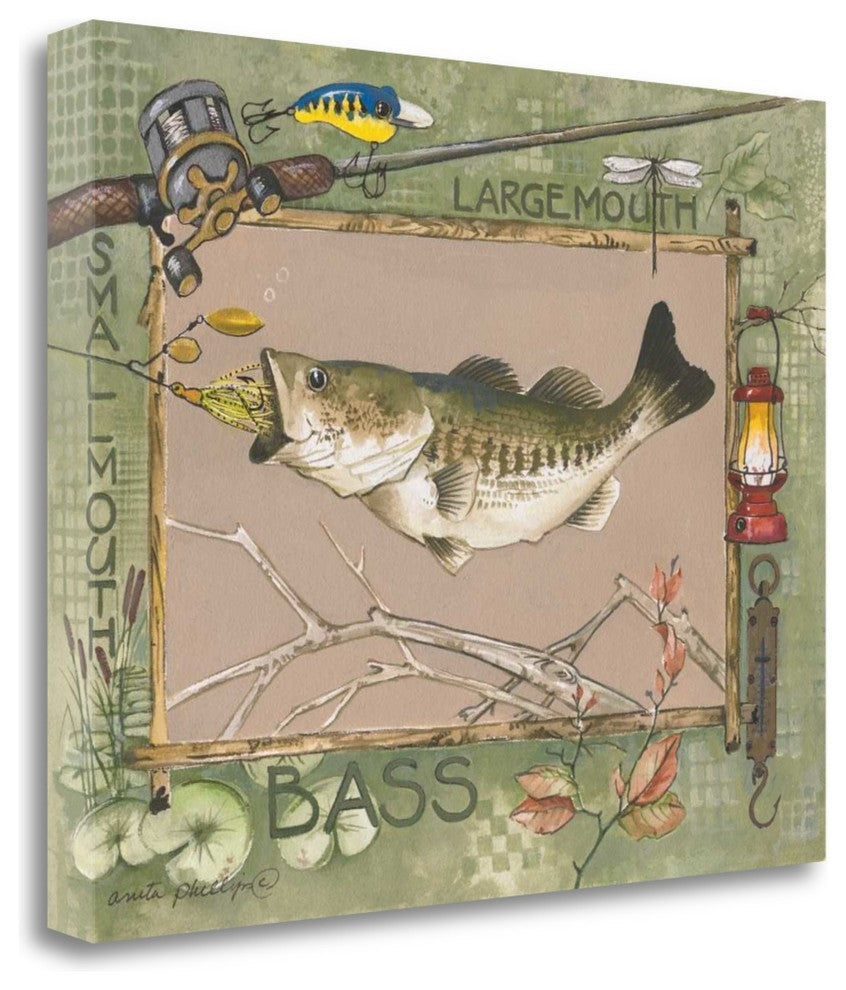 "Large Mouth Bass" By Anita Phillips, Giclee Print on Gallery Wrap Canvas