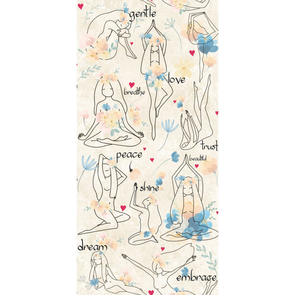 Yoga Goddesses Peel And Stick Wallpaper, Blue