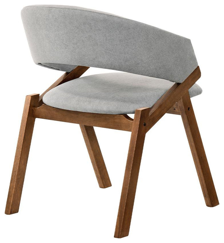 Talulah Gray Fabric and Walnut Veneer Dining Side Chairs - Set of 2