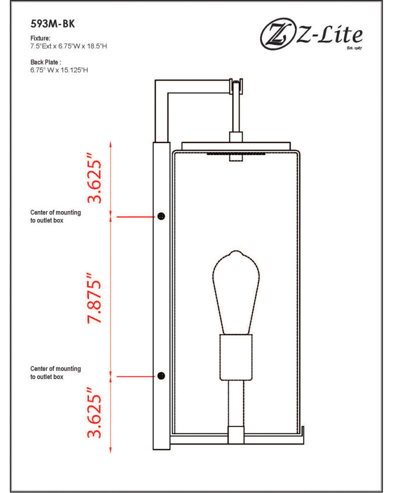 Zlite 593M-BK 1-Light Outdoor Wall Sconce, White Opal