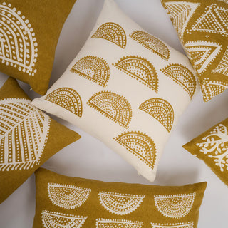 Radiance Oversized Sunburst Motif Print Square Pillow, Gold Flake