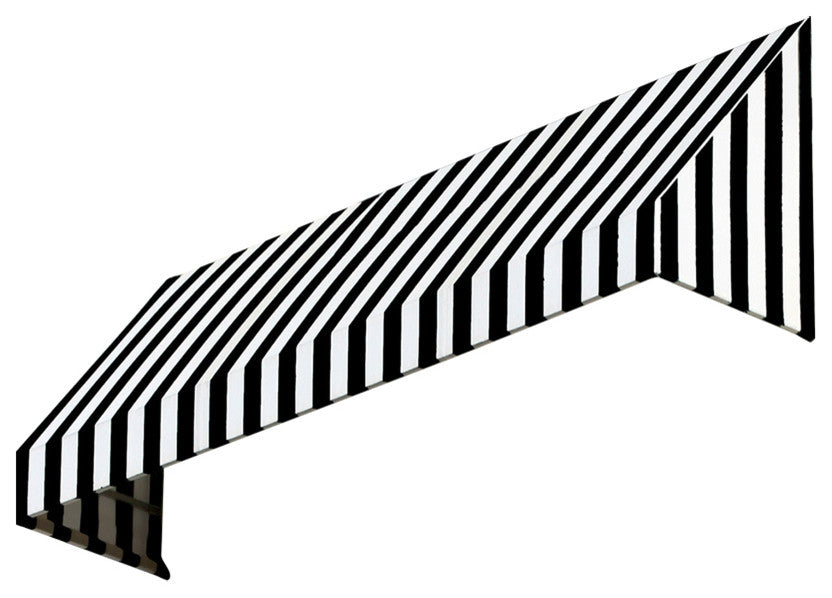 Awntech 5' New Yorker Acrylic Fabric Fixed Awning, Black/White Stripe