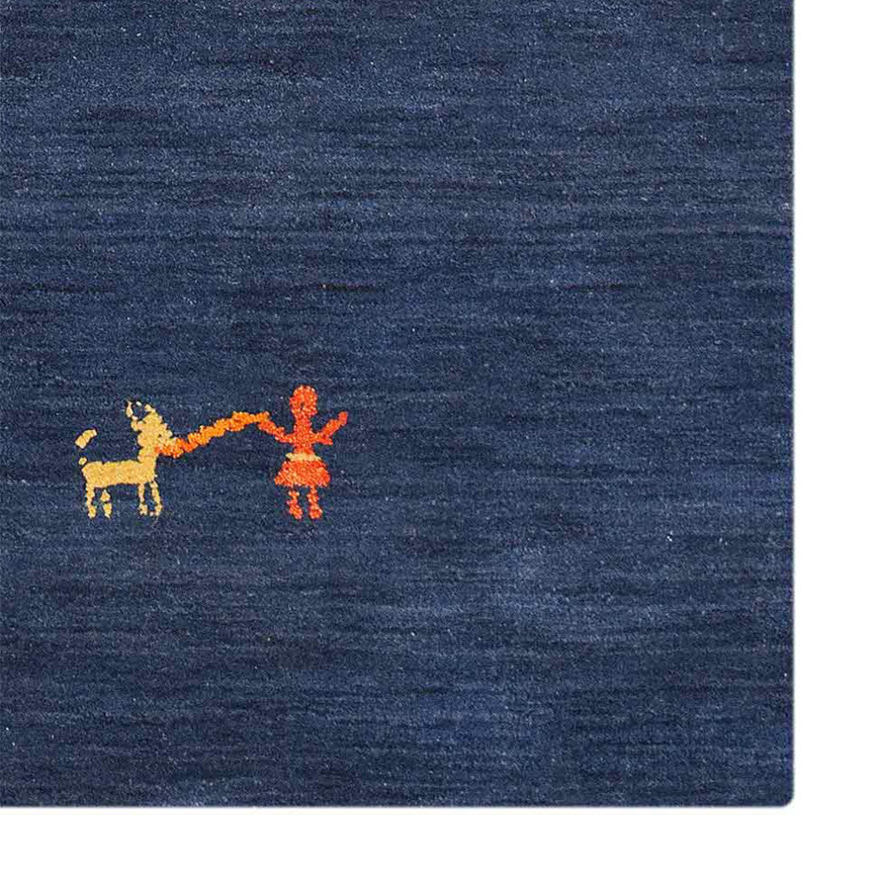 HAND KNOTTED LOOM WOOL ECO-FRIENDLY AREA RUGS - Rectangle, Navy, Contemporary