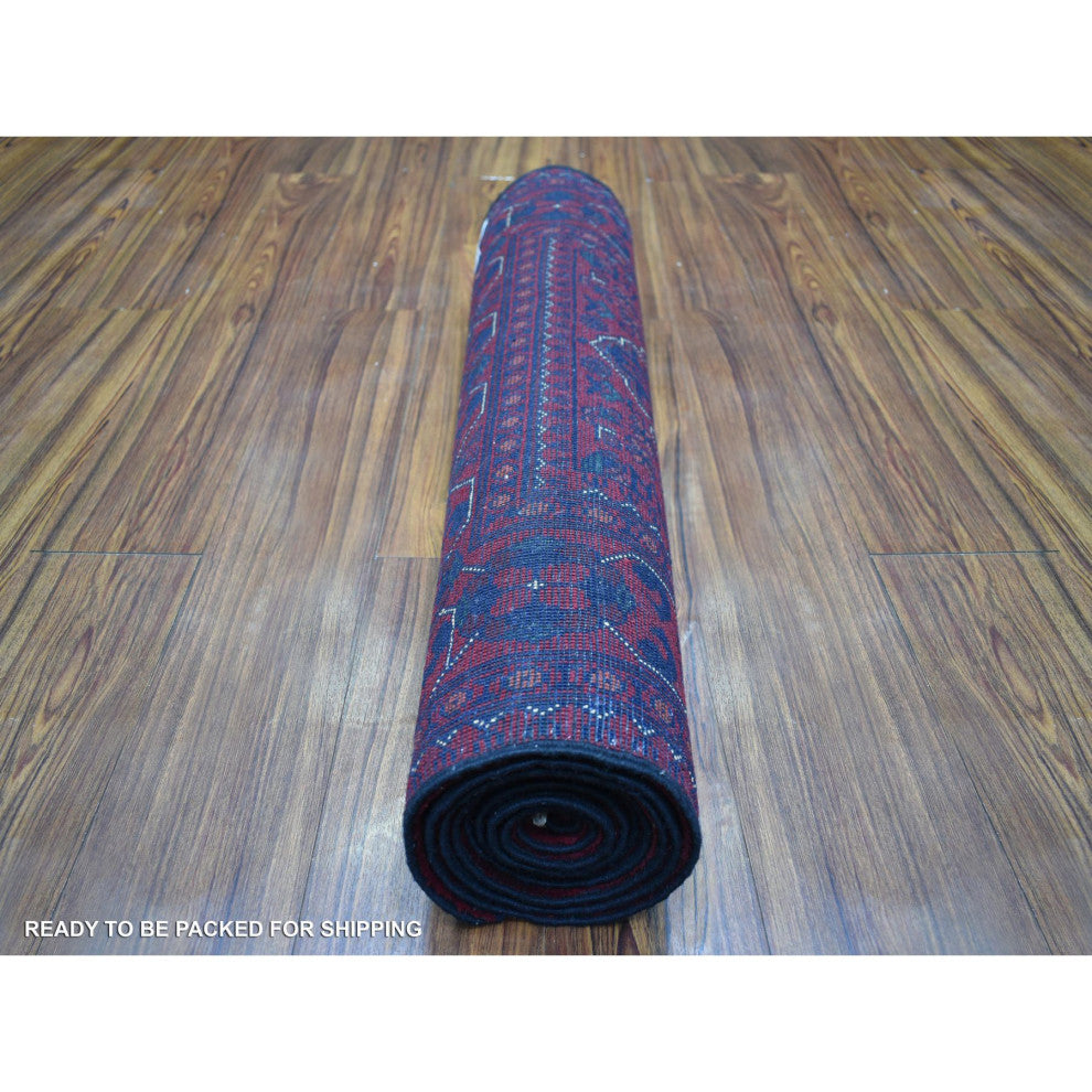 Red Afghan Khamyab Wool Tribal Design Hand Knotted Runner Oriental Rug 2'9"x9'5"