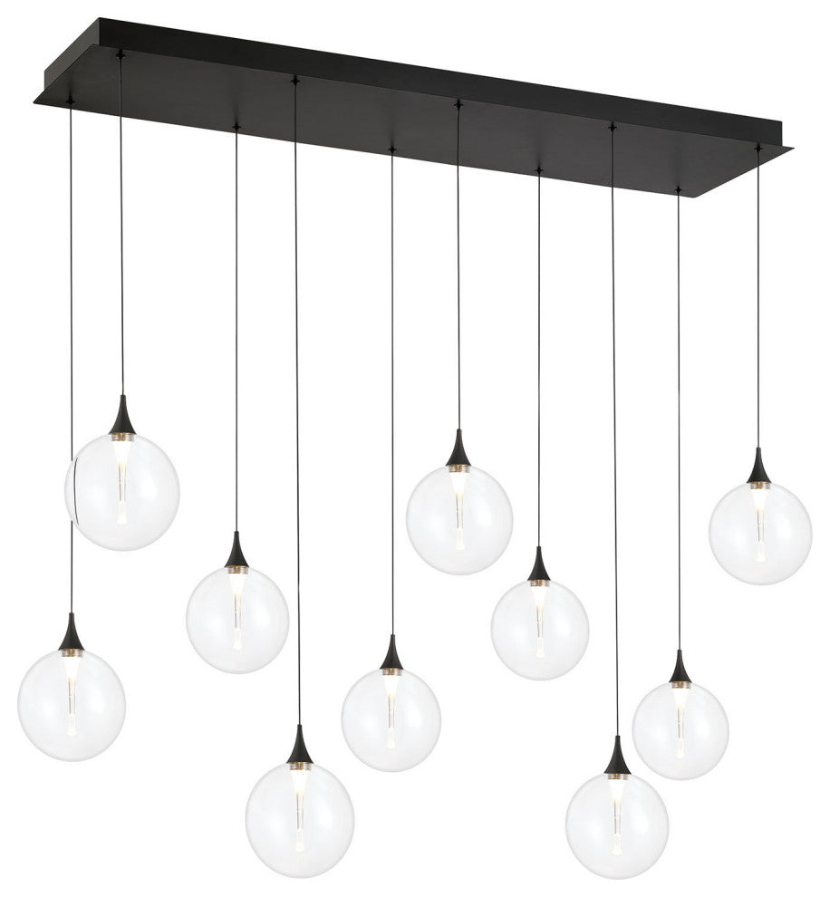 Iissa 10L 47" Black Clear Chandelier