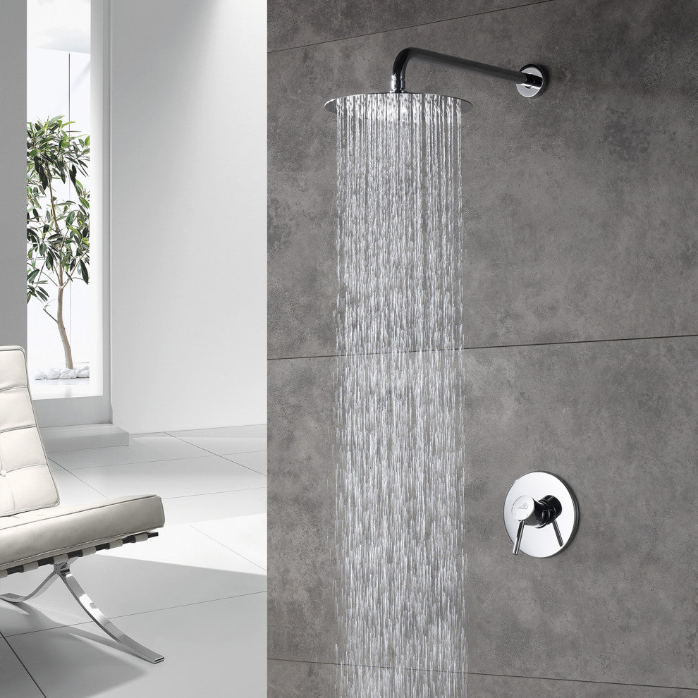 CASAINC 10" Round Wall Mounted Rainfall Luxury Shower System Kit, Chrome
