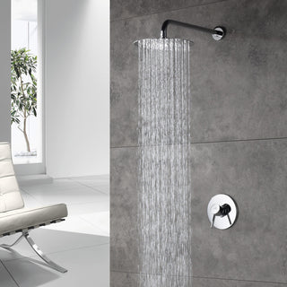 CASAINC 10" Round Wall Mounted Rainfall Luxury Shower System Kit, Chrome
