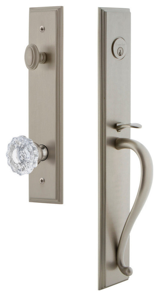 Carre' 1-Piece Dummy Handleset, S Grip and Versailles Knob, Satin Nickel, 849203