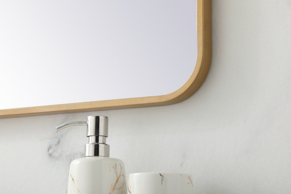 Ellis Soft Corner Metal Rectangular Mirror, Brass, 27"x36"