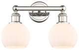 Athens 2-Light 15" Bath Vanity Light, Polished Nickel, Matte White
