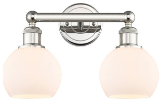 Athens 2-Light 15" Bath Vanity Light, Polished Nickel, Matte White