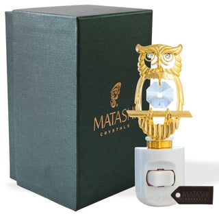 24K Gold Plated Crystal Studded Owl Night Light With Multicolor LED Bulb
