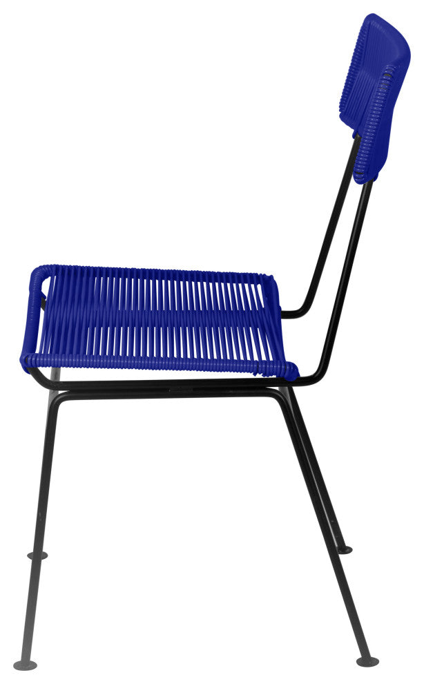 Hapi Indoor/Outdoor Handmade Dining Chair, Deep Blue on Black