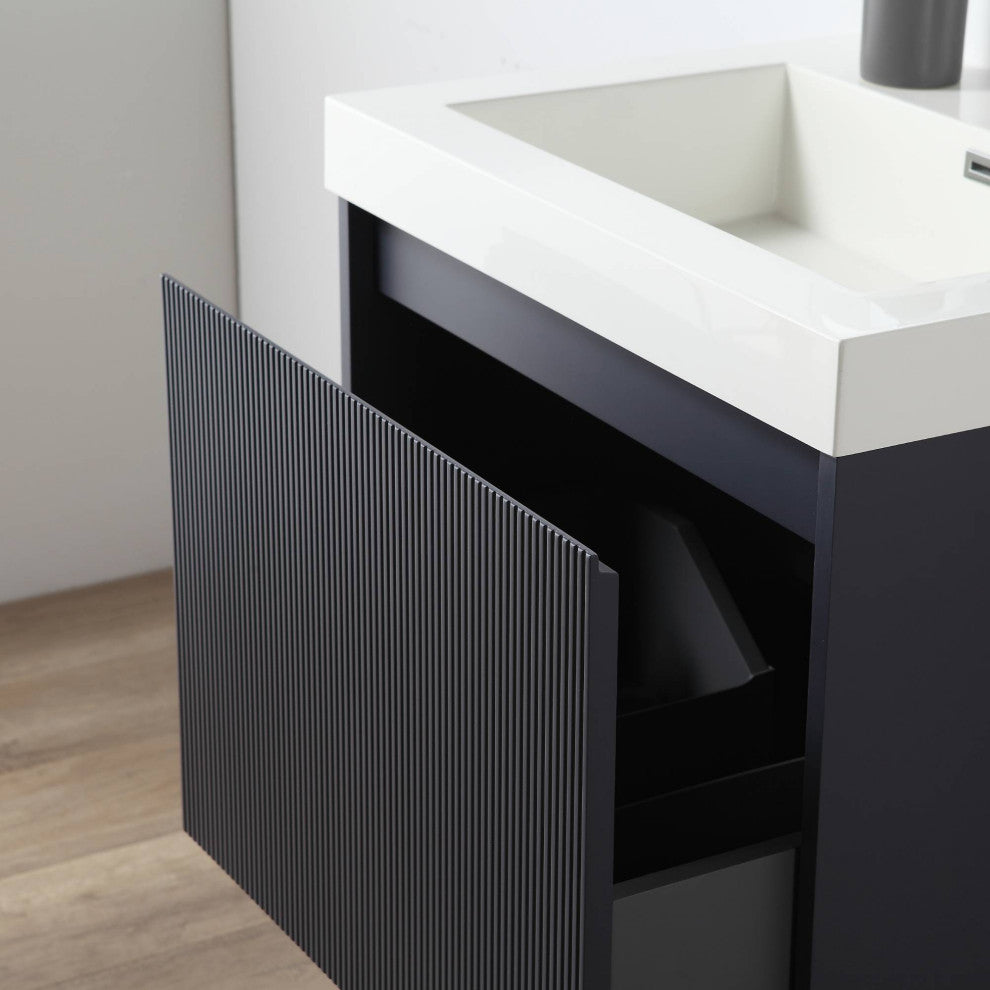 Floating Bathroom Vanity with Sink, Wall Mounted Vanity, Blue, 24" W/ Sink