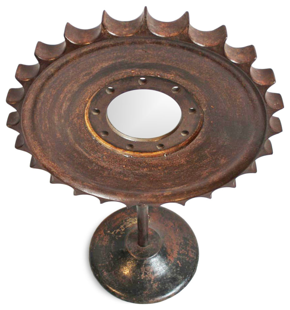 Industrial Iron Sun Gear Mirror