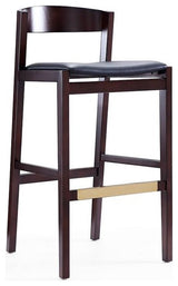 3 Piece Bar Stool Set with Walnut Beech Wood Frame and Black PU Leather