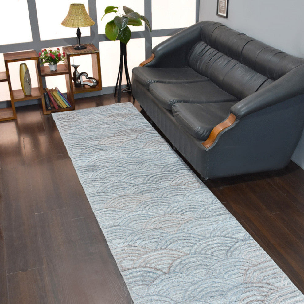 HAND WOVEN FLAT WEAVE KILIM POLYESTER AREA RUGS -Rectangle,Silver,Geometric, [Runner] 2'6''x10'