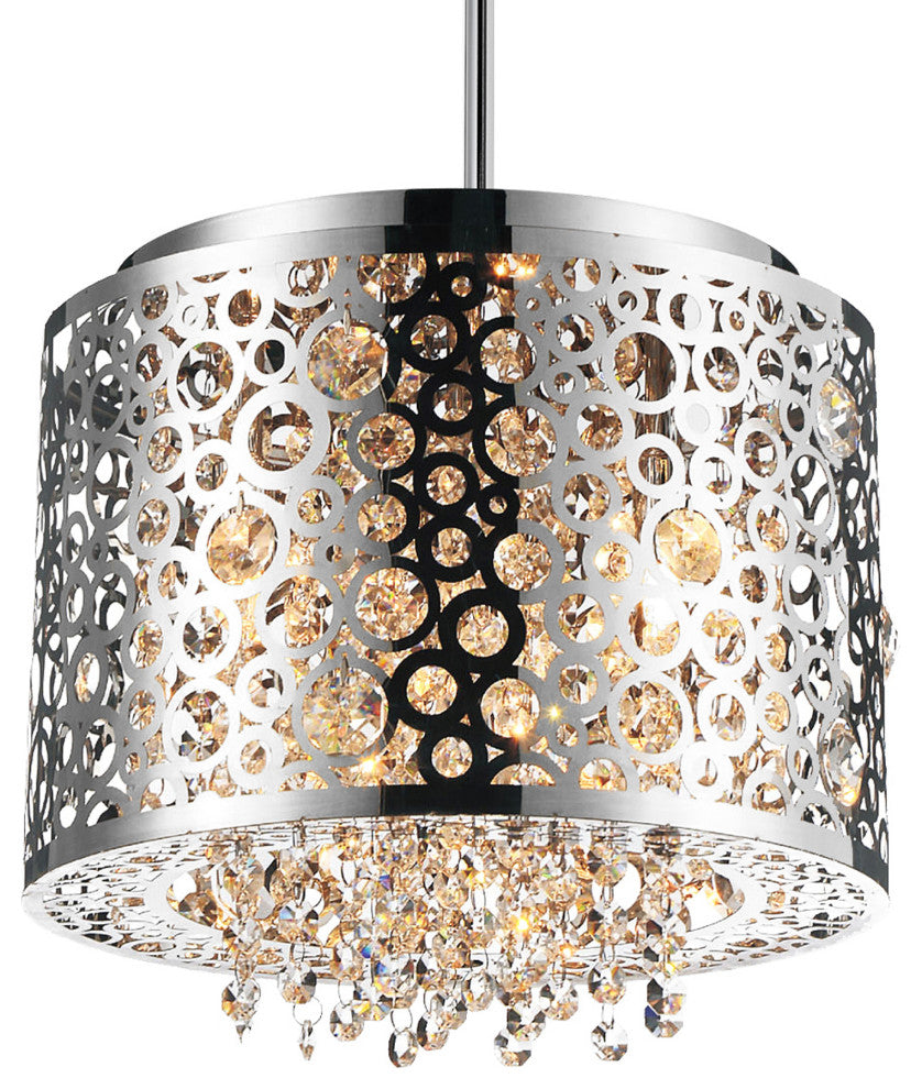 Bubbles 4 Light Drum Shade Mini Pendant With Chrome Finish