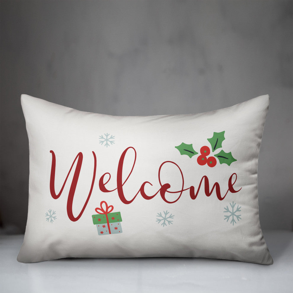 White Welcome 20x14 Spun Poly Pillow