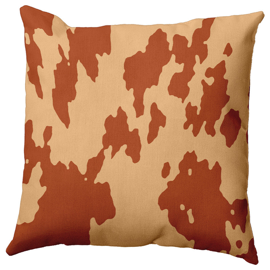 16" x 16" Moo Print Decorative Throw Pillow, Sienna