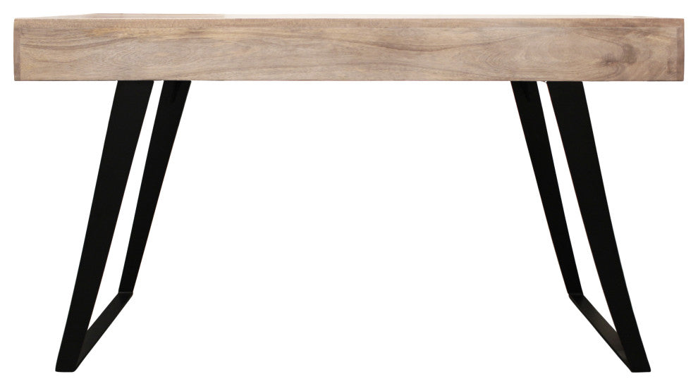 Sloane Solid Wood 3 Drawer Desk with Cast Iron Legs in Gray