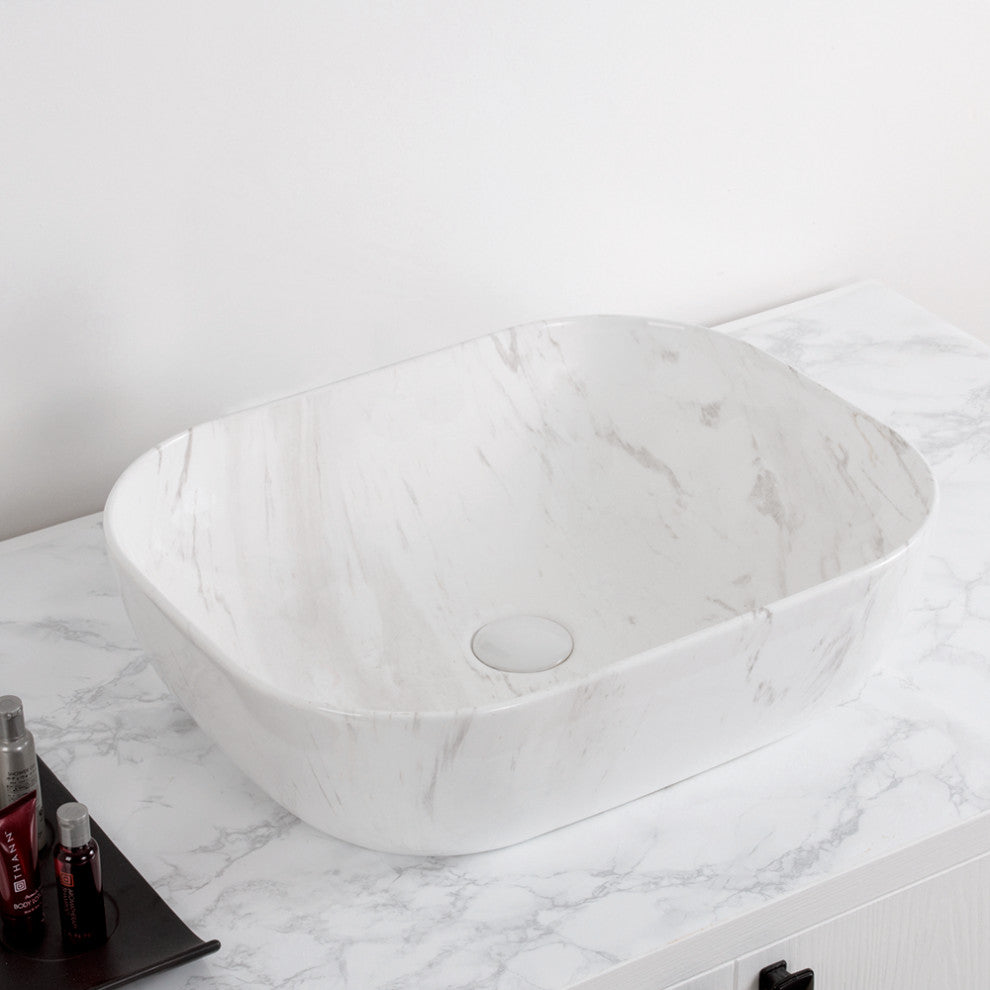 Isabella Plus Collection Rectangular Above Mount Basin With Center Drain