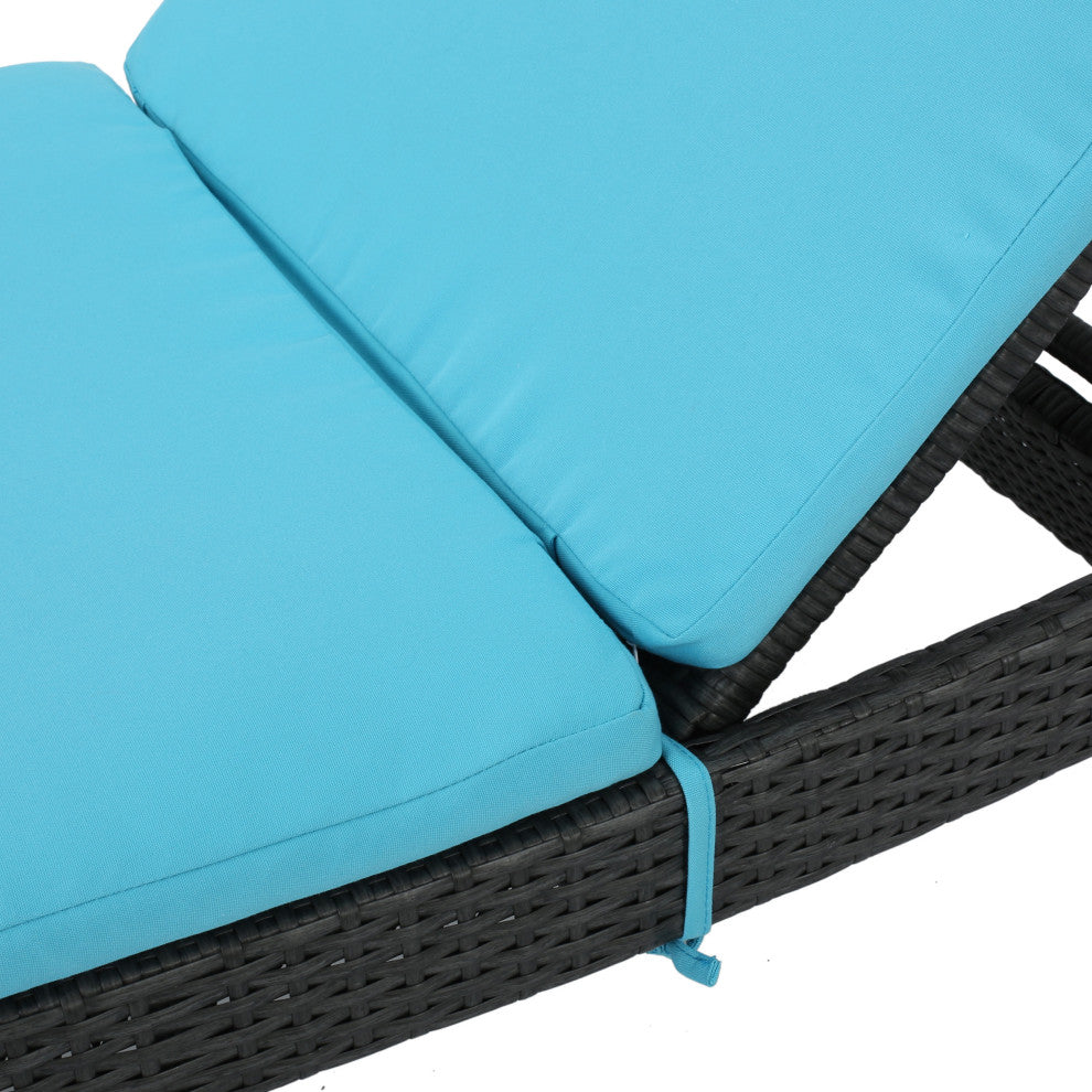GDF Studio Lakeport Outdoor Adjustable Chaise Lounge Chairs, Set of 2, Blue