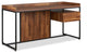 Spacious Desk, Sled Metal Base and Rectangular Top With Raised Edges, Walnut