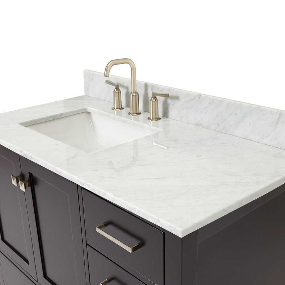 ARIEL Cambridge 43" Left Rectangle Sink Bath Vanity Carrara Marble