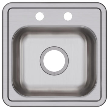 Elkay D115162 DAYTON Drop-In Single Bowl Bar Sink 2 Faucet Holes Satin