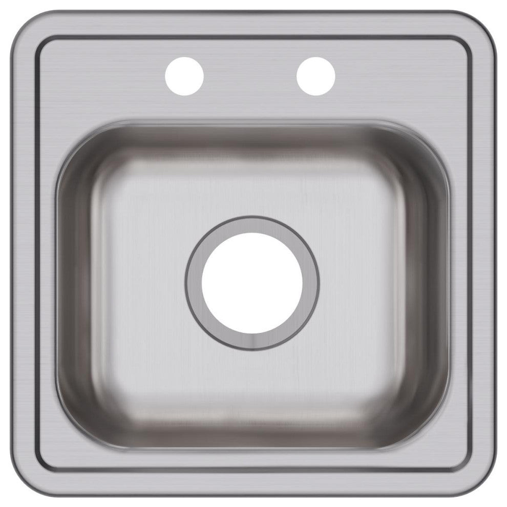 Elkay D115162 DAYTON Drop-In Single Bowl Bar Sink 2 Faucet Holes Satin