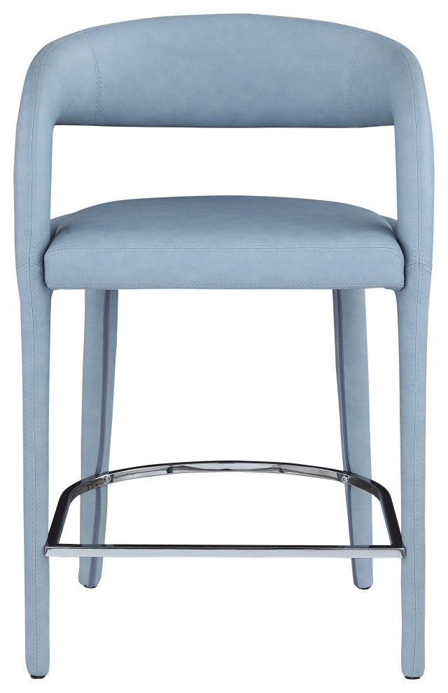 Sylvester Faux Leather Stool, Light Blue