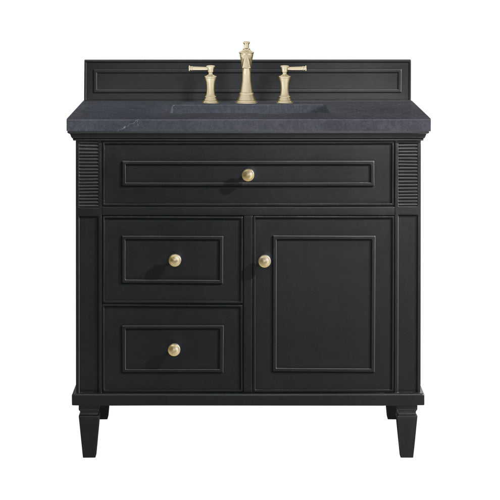 Lorelai 36" Single Vanity, Black Onyx, 3 CM Charcoal Soapstone Top