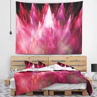 Red Fractal Crystals Design Abstract Wall Tapestry, 39"x32"