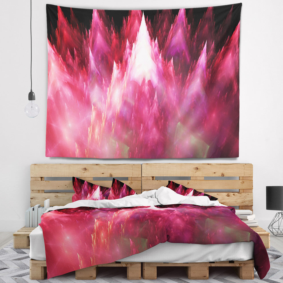 Red Fractal Crystals Design Abstract Wall Tapestry, 39"x32"